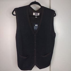 NEW Joseph Abboud Merino Wool Cardigan Button Up Vest Mens Sz L Brown Blue Black